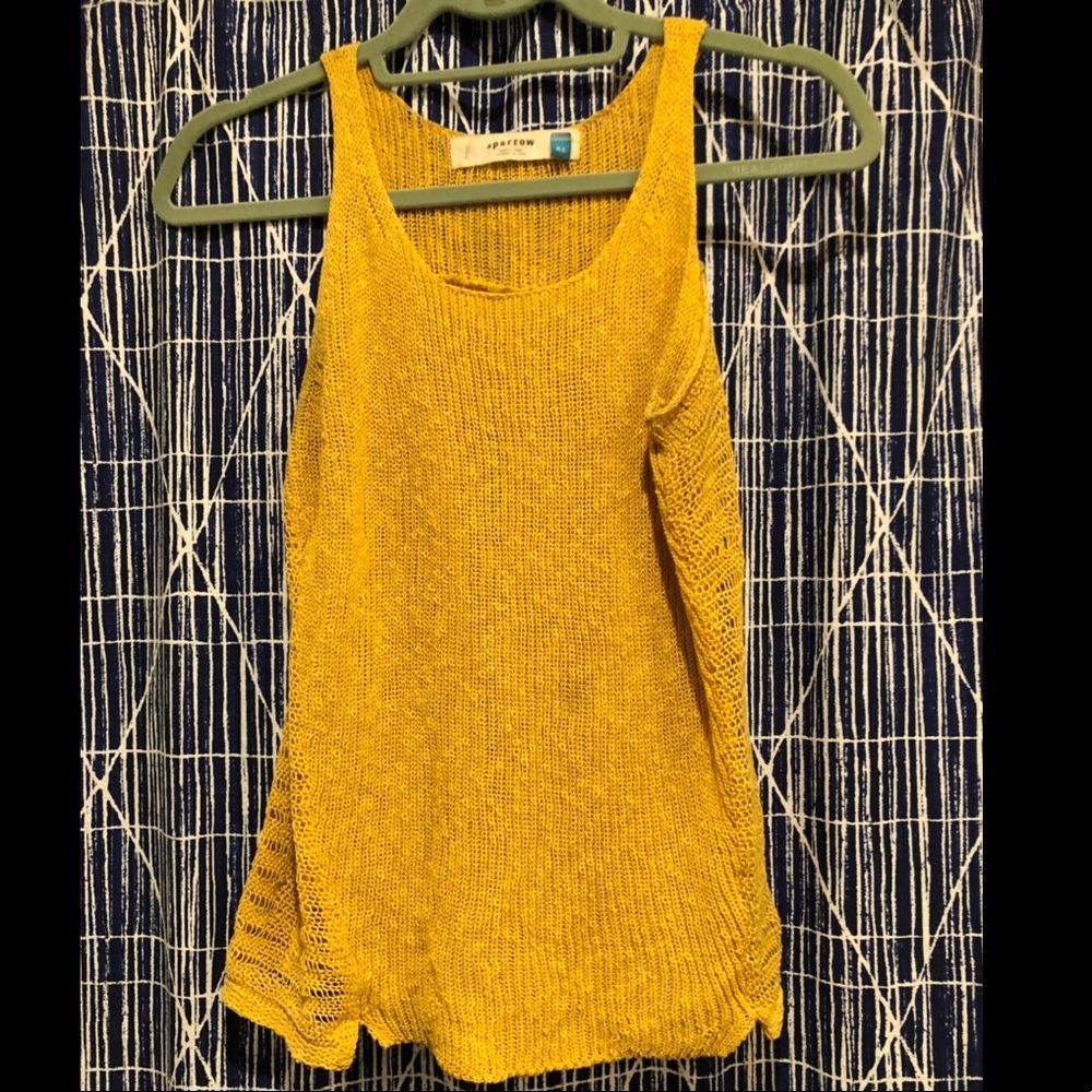 Sparrow Yellow Cable Knit Sweater Tank, XS